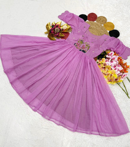 Kora Checks Cotton Maggam work gowns