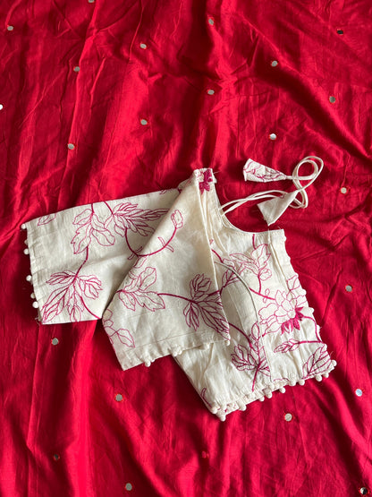 Khadi Cotton Saree with Desginer Stitched Blouse
