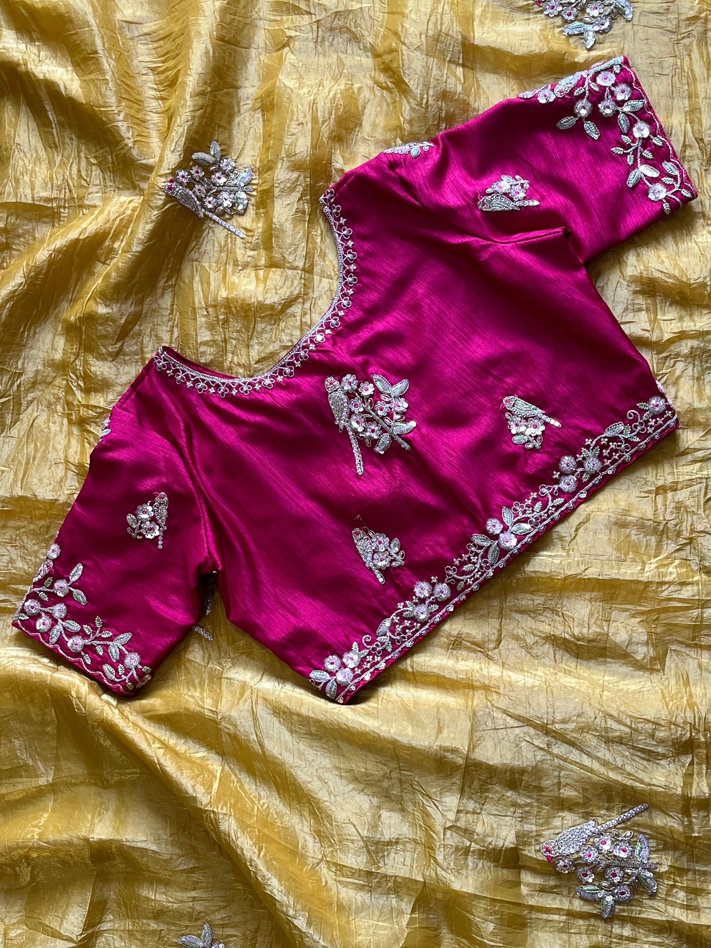 Saree With Stitched Organza Sarees