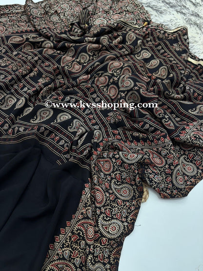 Pure Soft crepe lightweight, Ajrakh Saress