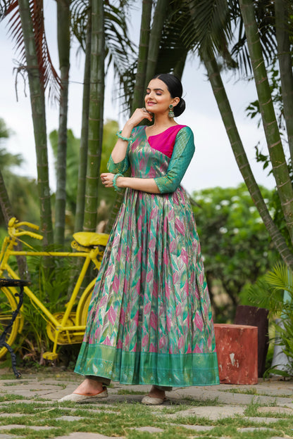 Banarasi Soft silk copper weaving gowns