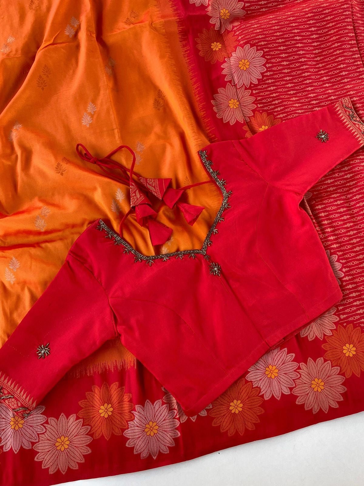 Soft silk luxe saree with stitched Blouses