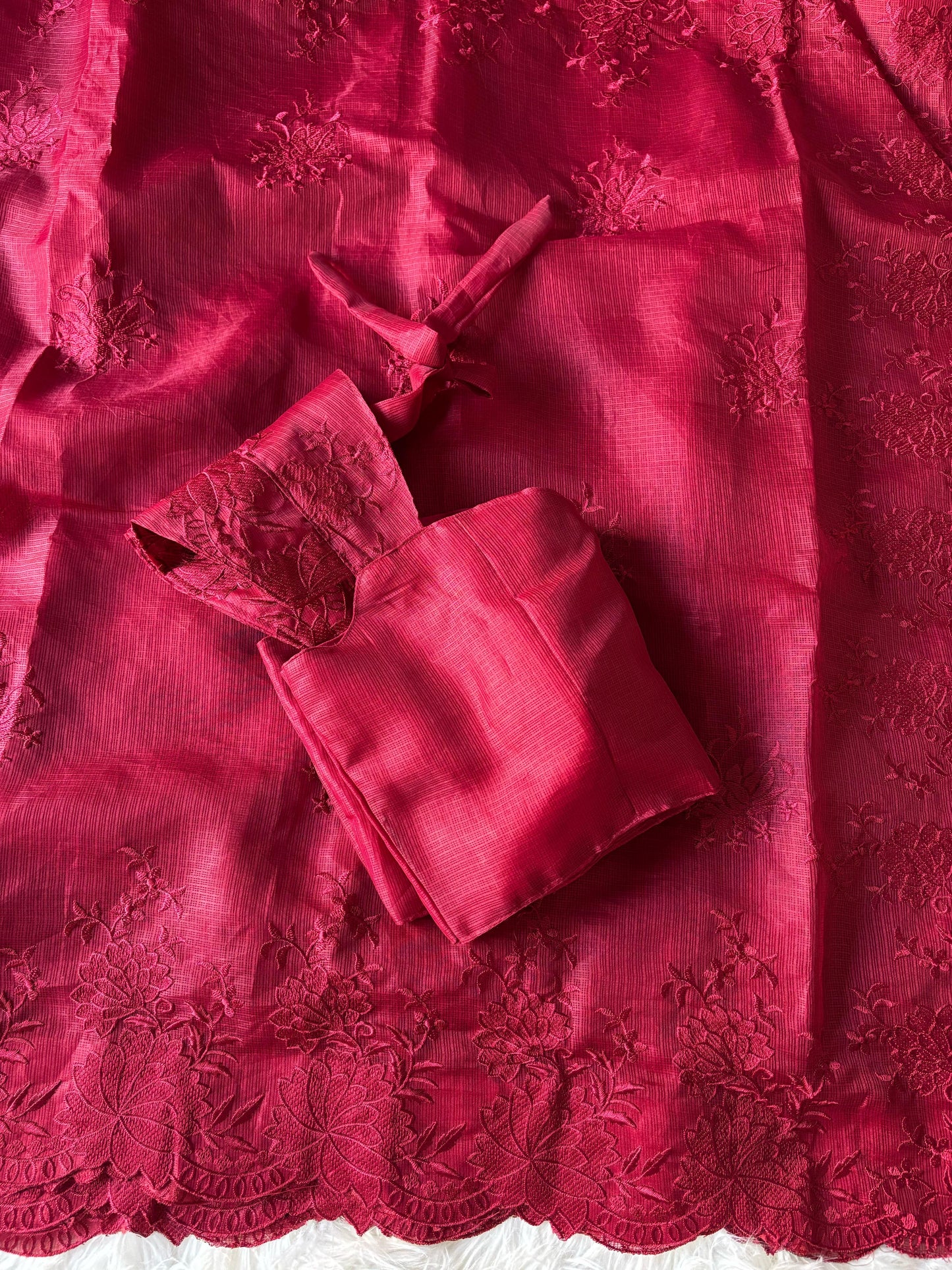 Kota chex saree with Stitched Blouse luxe