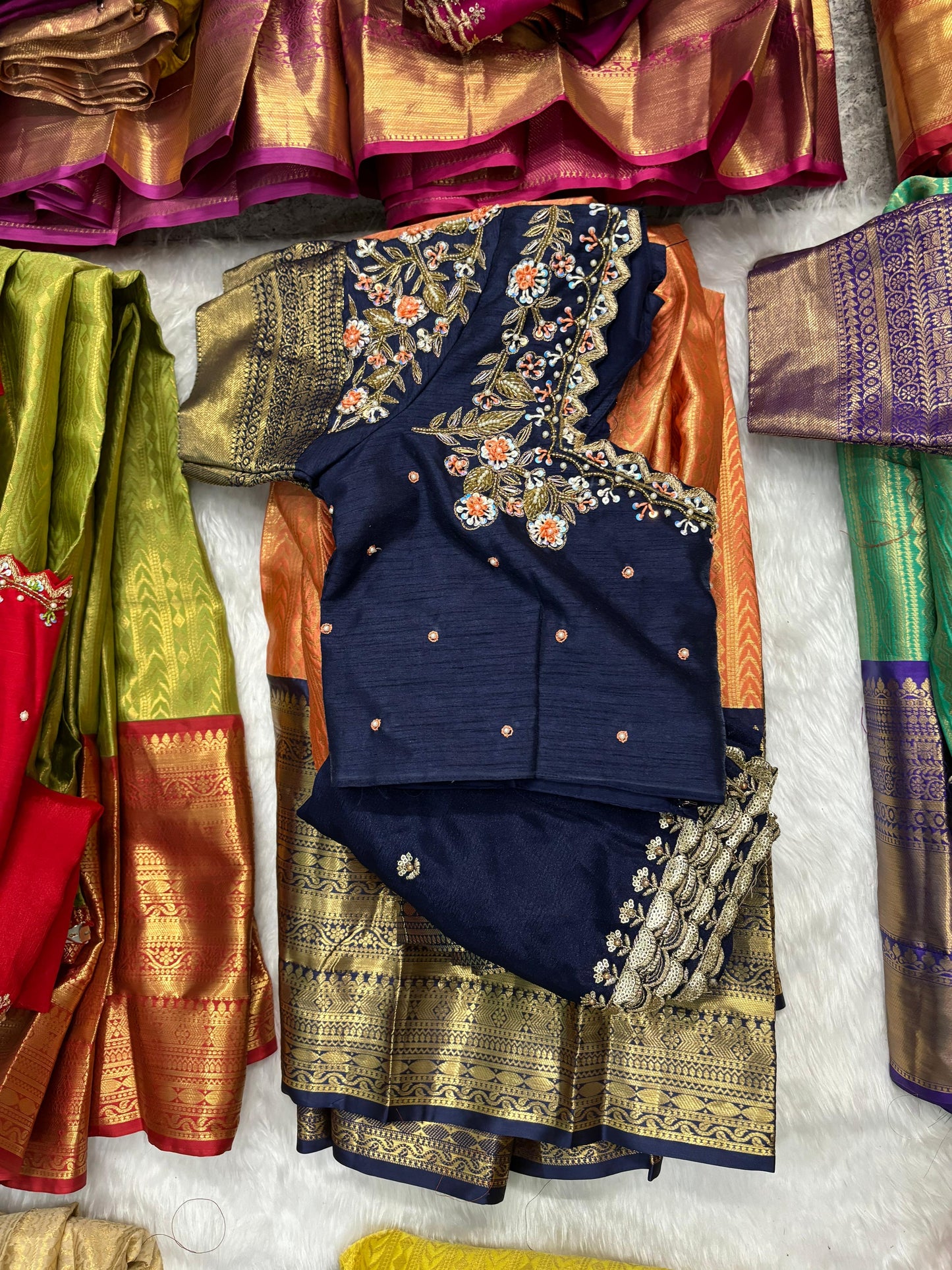 Kanchipuram Maggam work Lehenga sets
