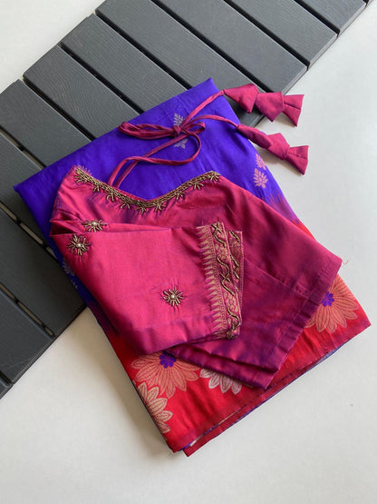 Soft silk luxe saree with stitched Blouses