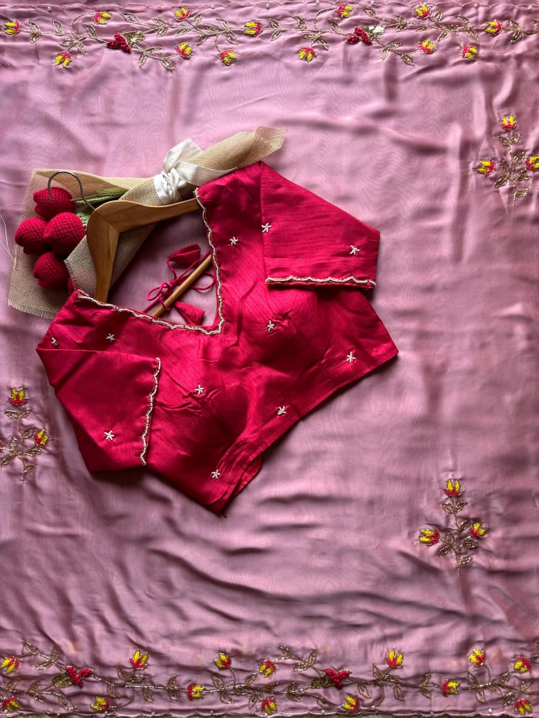 Luxe Pearl Stitched Blouse sarees