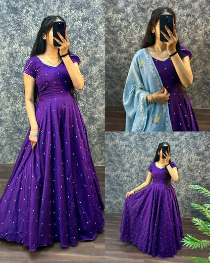 2 In One Long Frock With Dupatta