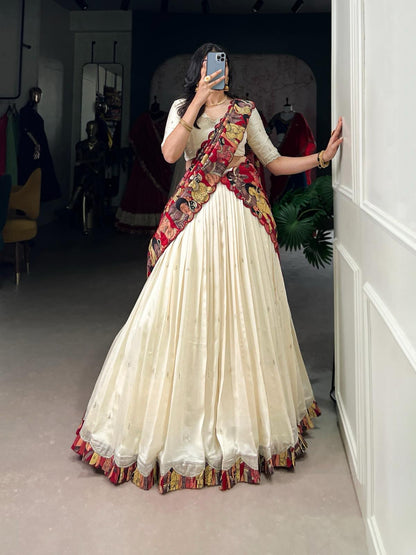 Kalamkari new vichitra  silk  Lehnags’s