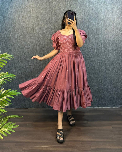 Sundari work gowns with unique style hands