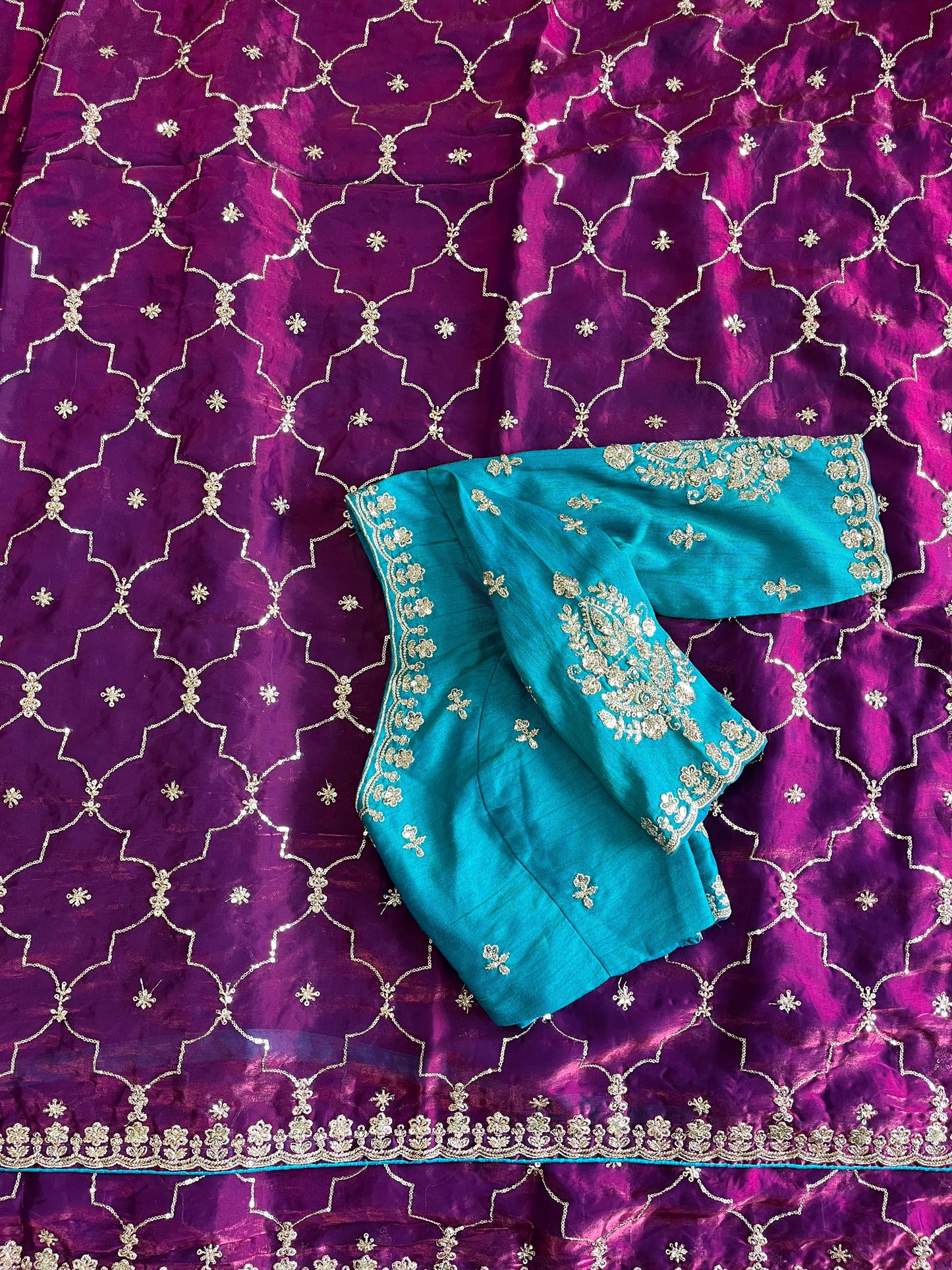 Luxe Pure Space silk Coding saree with stiched blosue