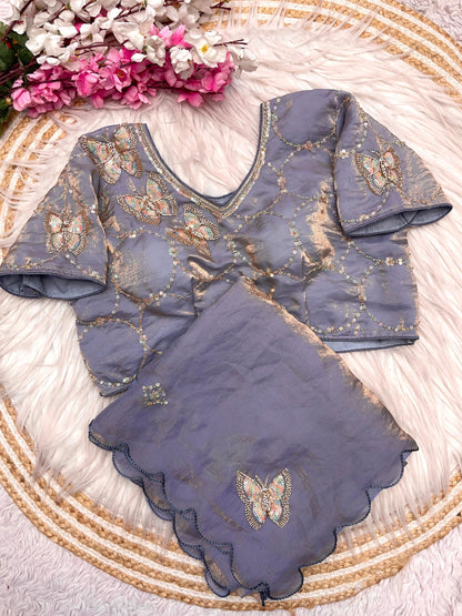 Butterfly Designer saree with stitched blosue