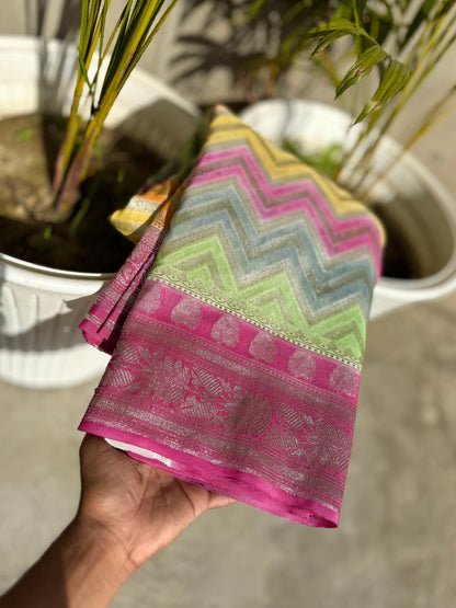 Rainbow Multi Pure Georgette Luxe saree