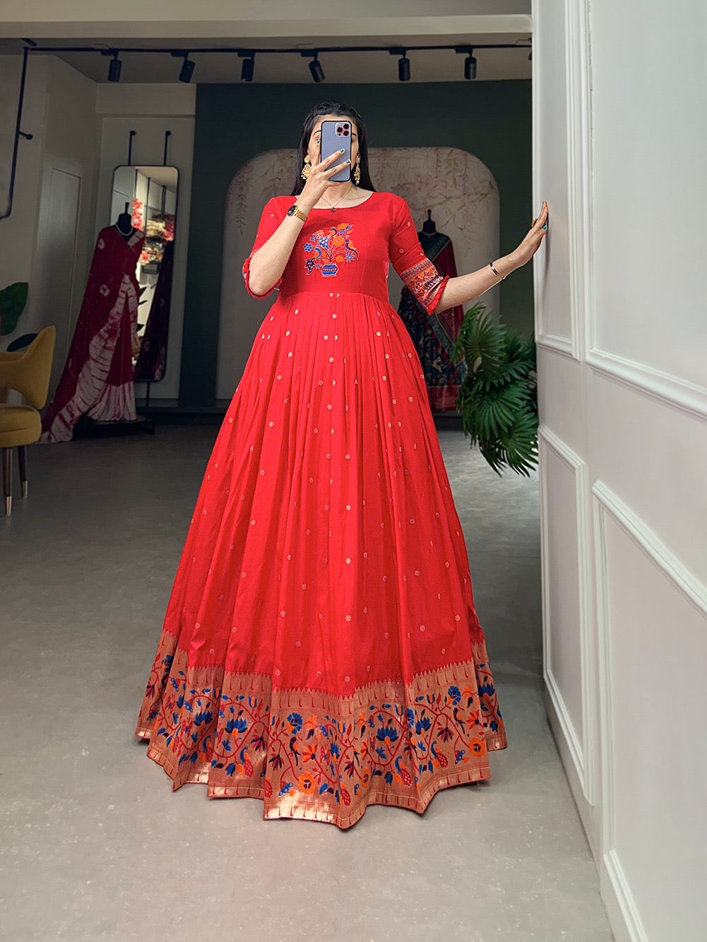 Paithani Gown for Ugadi