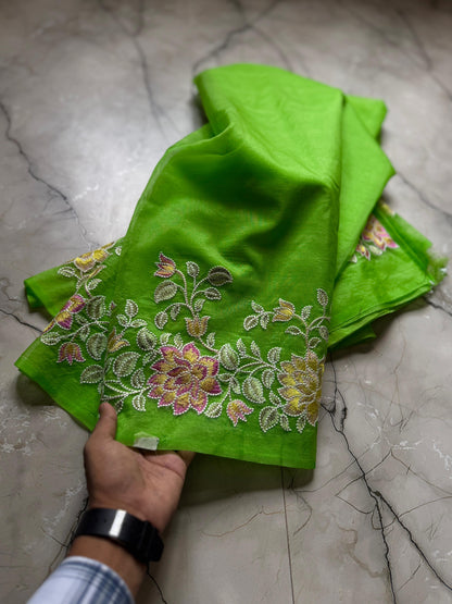 Banarasi Kora organza sarees with embroidery work
