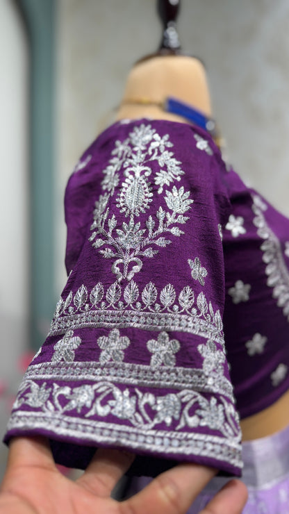 Sweetheart Neckline stitched Blouse  /Kanchipuram Lehenga