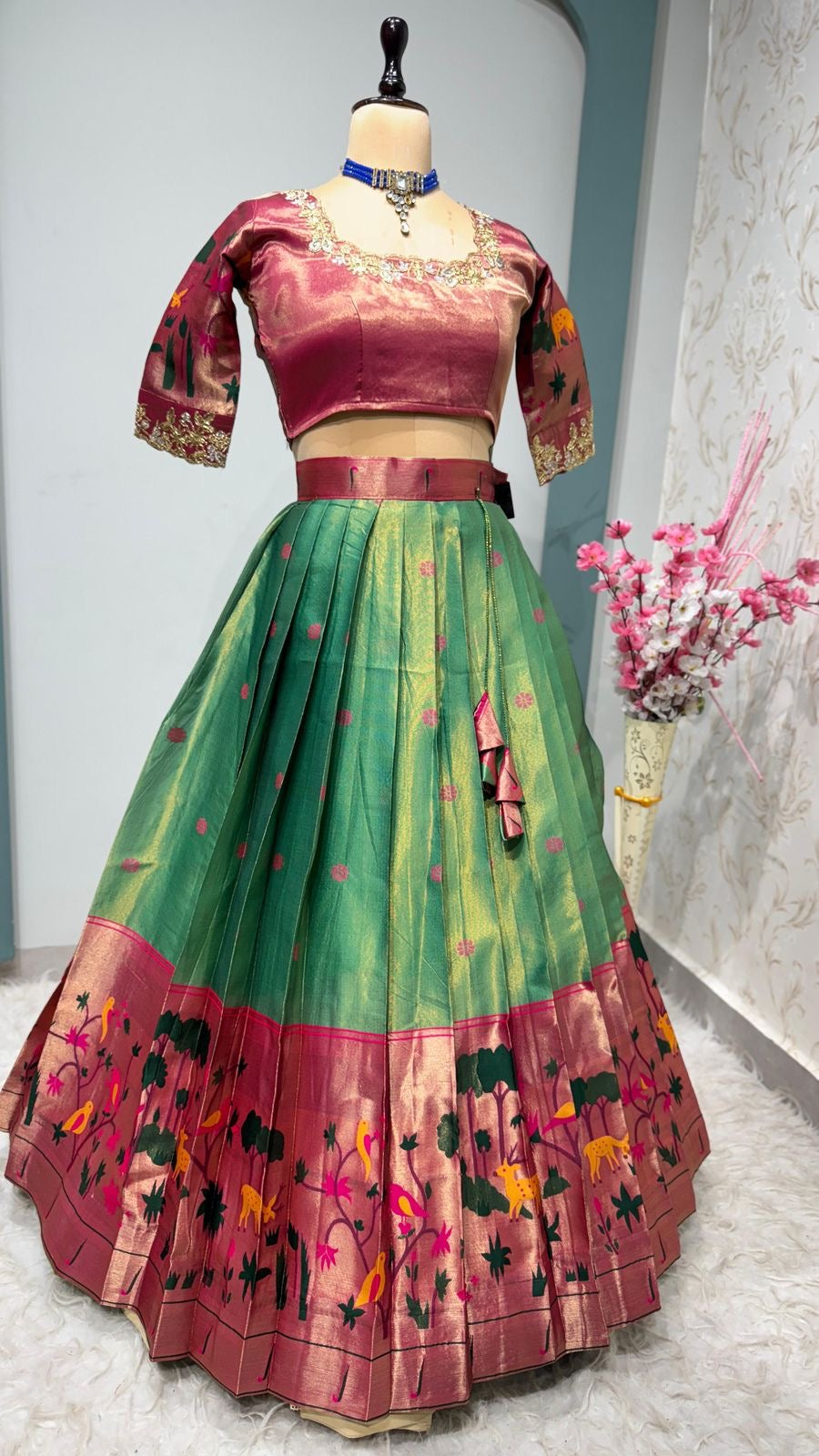 Two tone Paithani lehenga