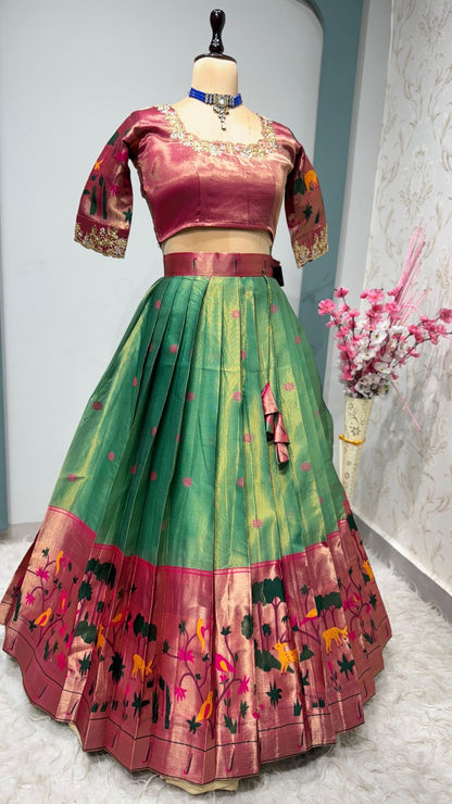 Two tone Paithani lehenga