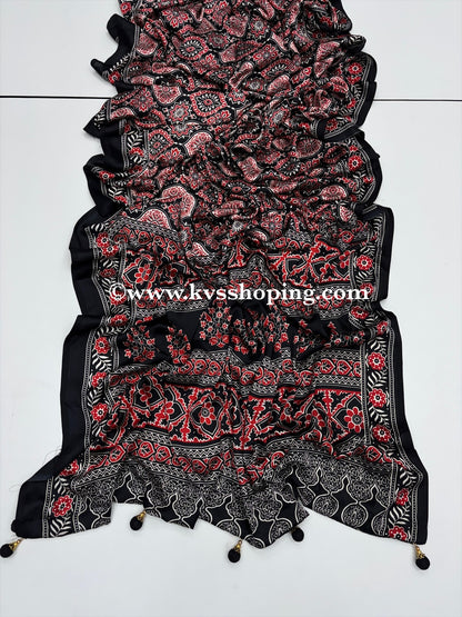 Soft Crepe Ajrakh Budget saree (Celebrate Inspired)