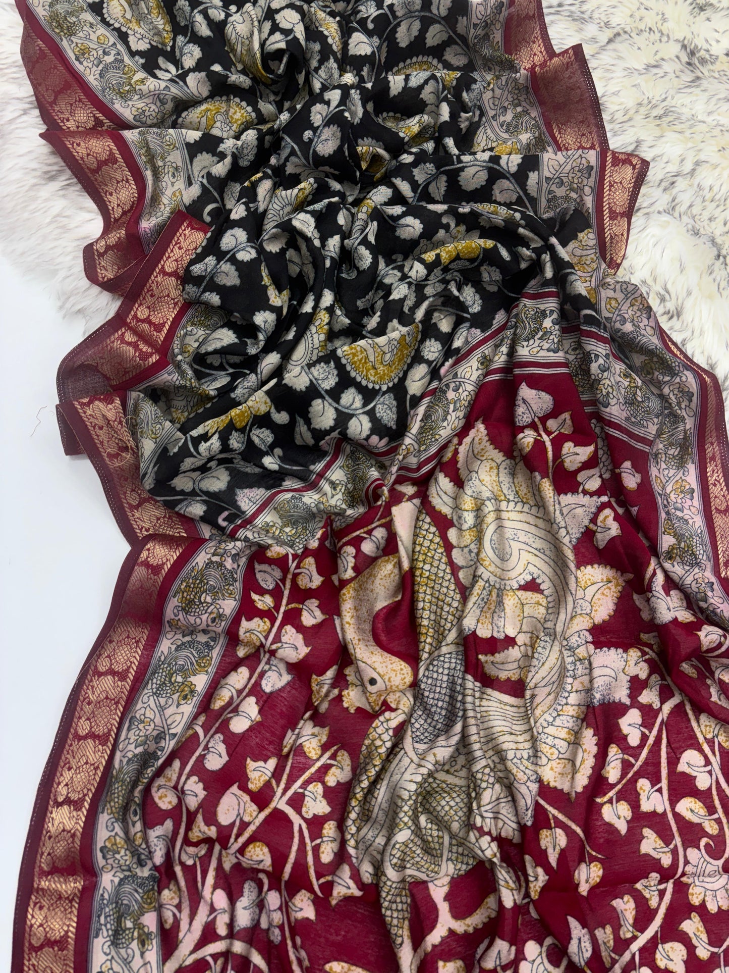 Kalamkari Magalkari viscous silk saree budget