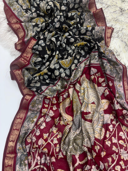 Kalamkari Magalkari viscous silk saree budget