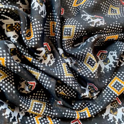 Ikkat Lenin saree with stitched Blouse
