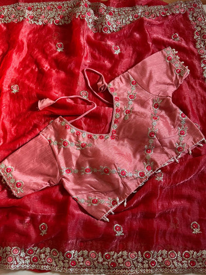 Desginer saree with stitched blosue