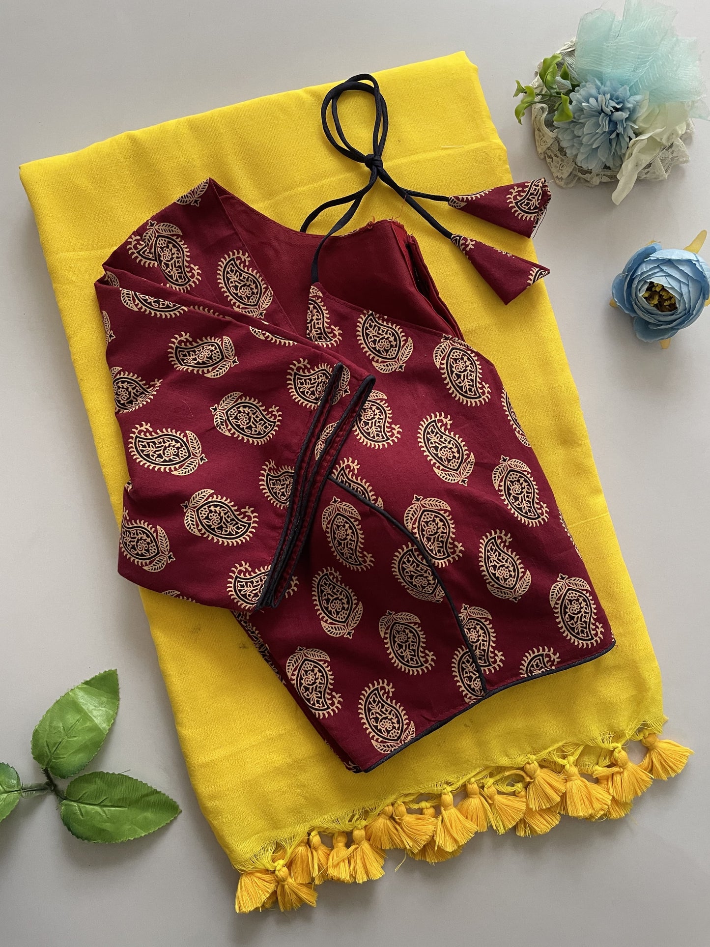 Khadi Cotton Ajrakh Stitched Blouse
