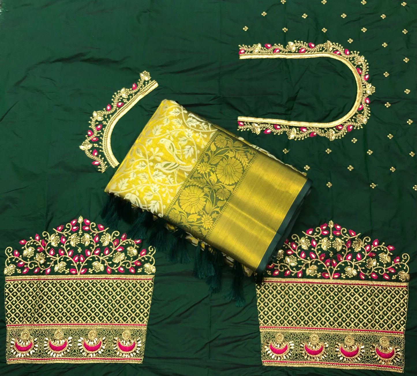 Pure Silk Maggam Saree With Two Blouses