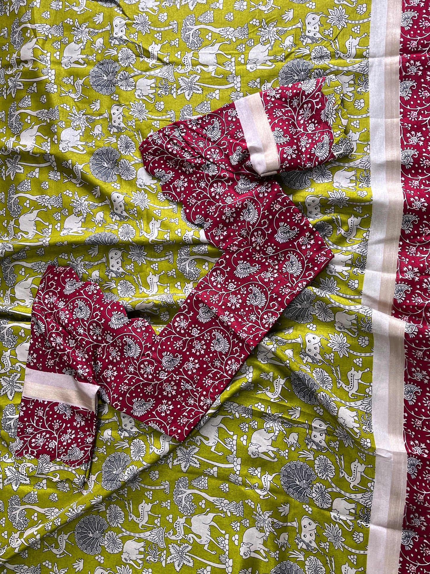 Mangalkari saree with pichwai print on all over the saree