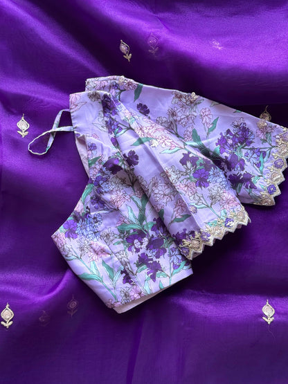 Luxe Premium tissue silk saree with coding work & multi colour sequence  With Stitched Blouse