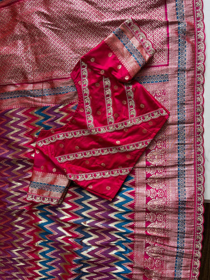 Banarasi Silk Saree with Stitched Blosue with lace (Celebrate inspired)