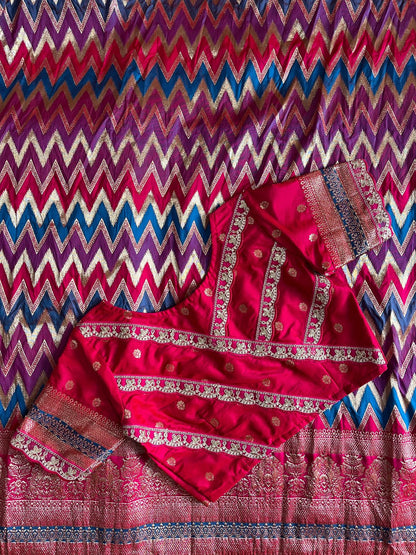 Banarasi Silk Saree with Stitched Blosue with lace (Celebrate inspired)