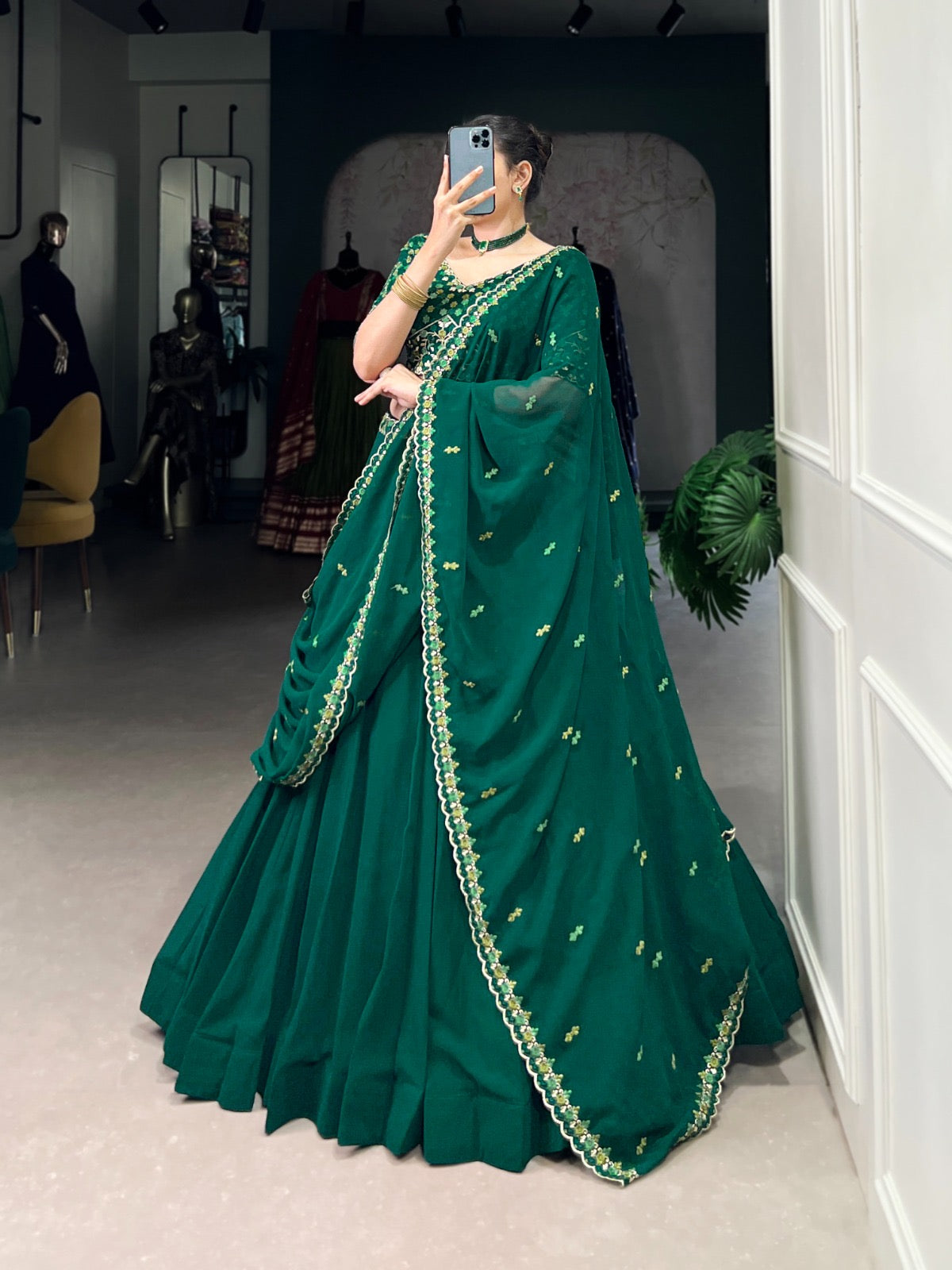 A georgette story with a glamorous Lehenga