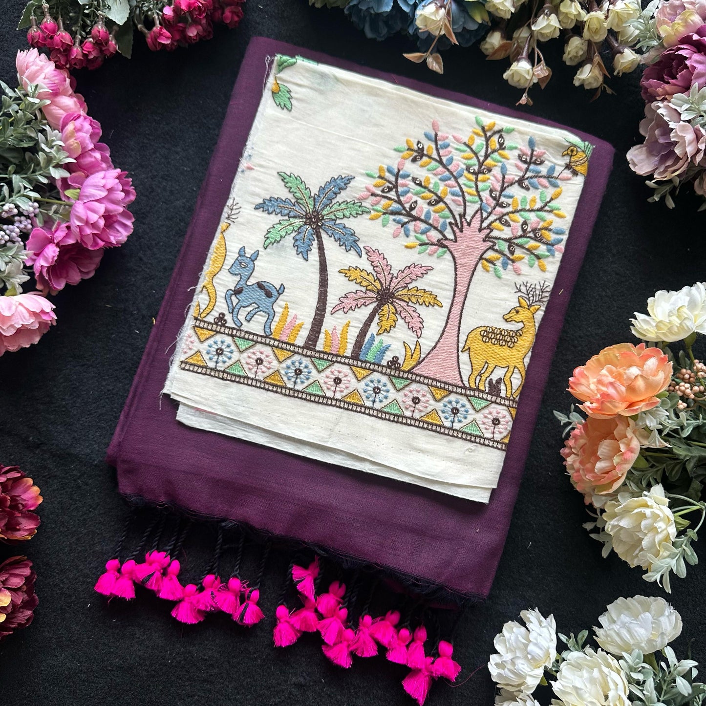 Khadi cotton with embroidery work blouse