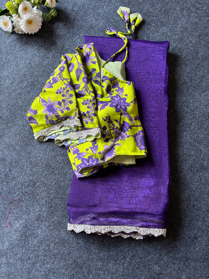 Thread model Blouse Candy Crush saree with stitched