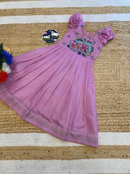 Kids Kora Gowns with embroidery work