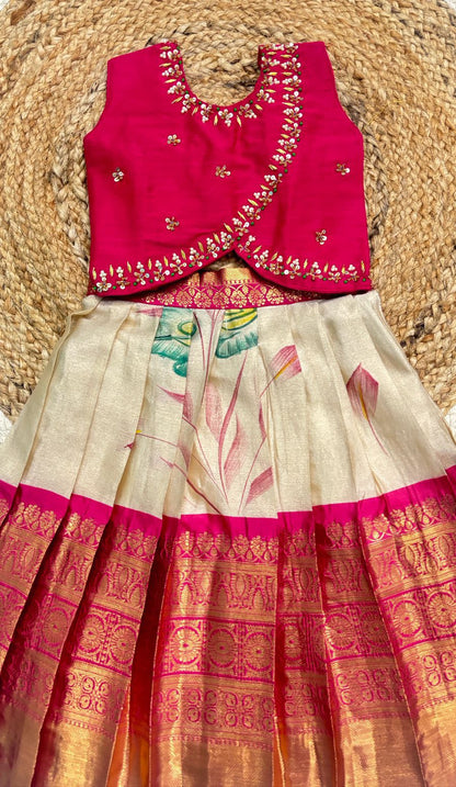 Soft Semi Kanchi maggam Kids Sets
