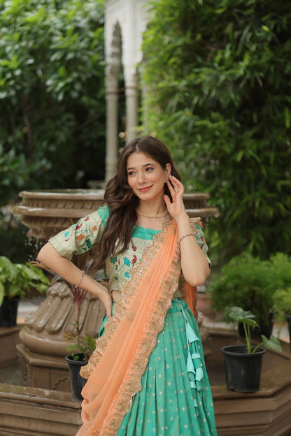 Paithani Lehenga sets with cutwork dupatta