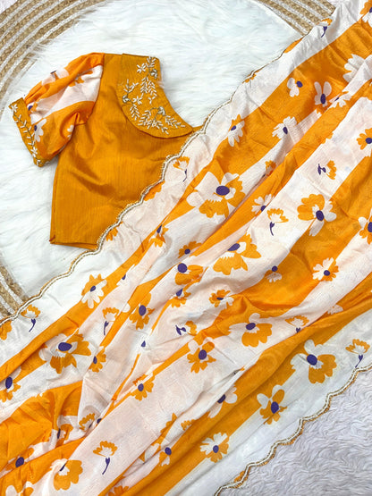 Saree With Stitched Blouse budget wear 🌟