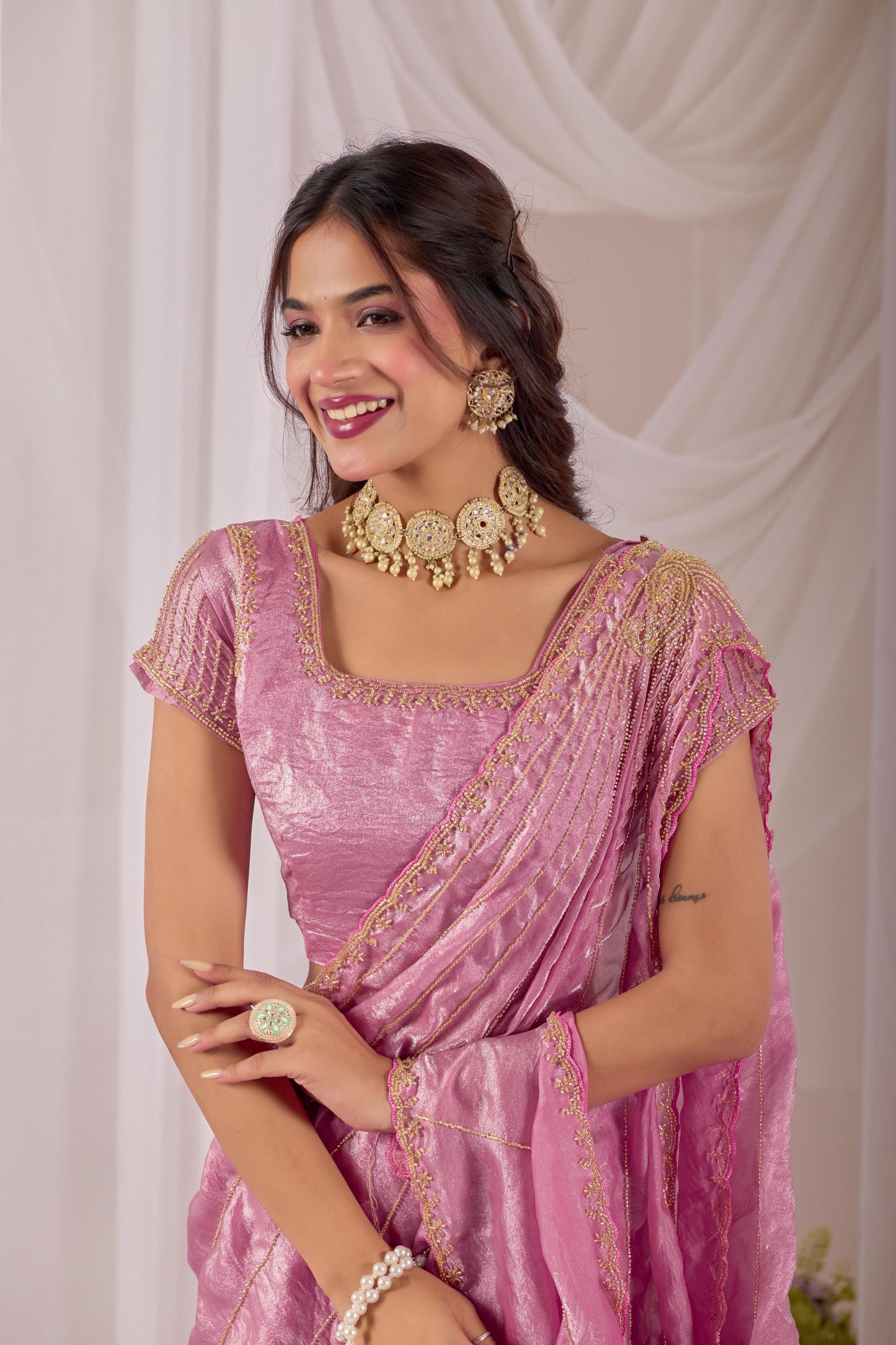 Space silk Luxe Maggam work saree Uniqe sarees