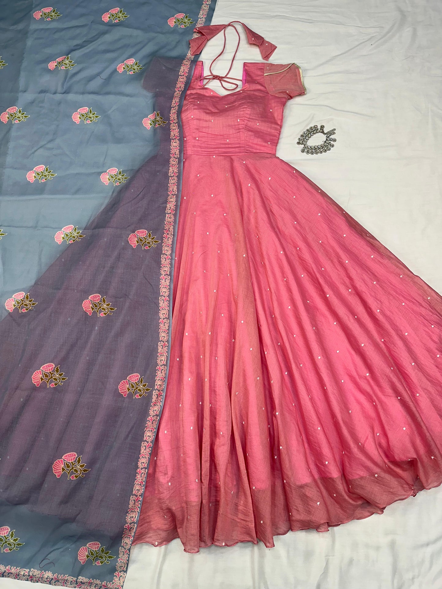 2 In One Long Frock With Dupatta