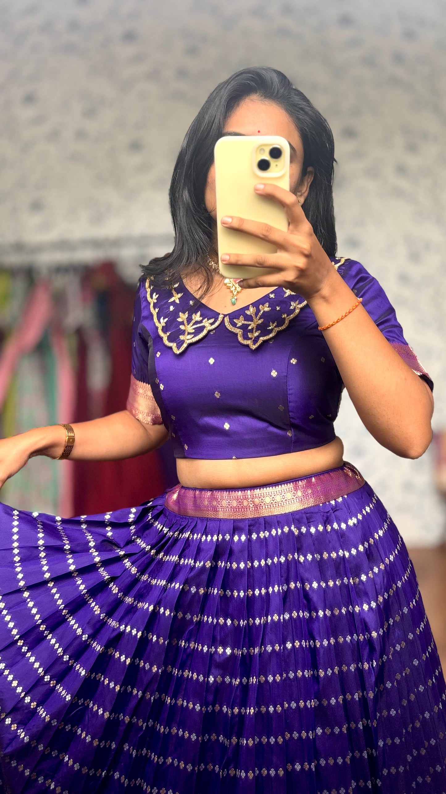 Vintage Vibe Fusion Maggam Lehenga