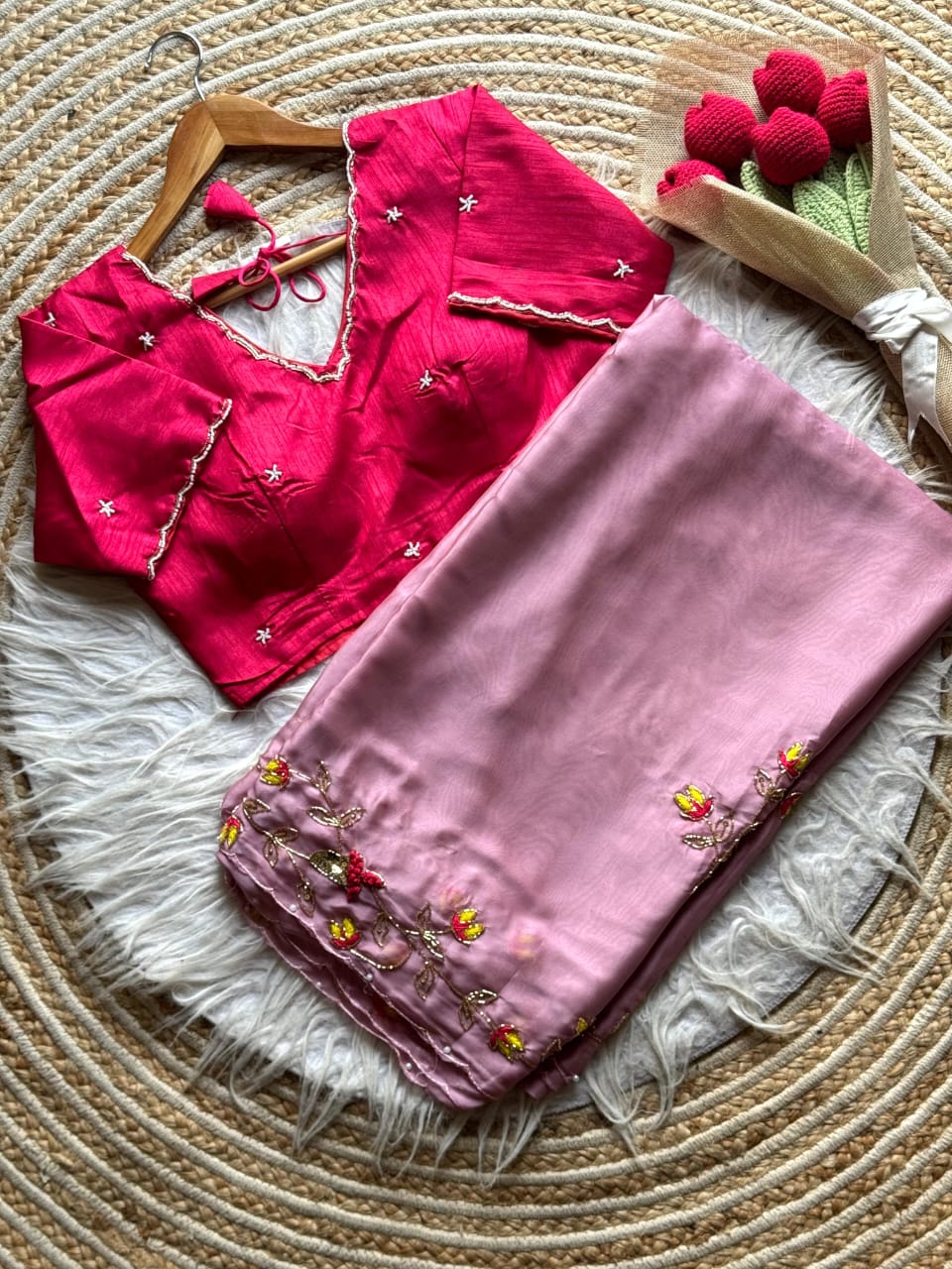 Luxe Pearl Stitched Blouse sarees