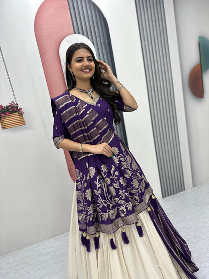 Trending  Concept lehenga with Banarasi saree