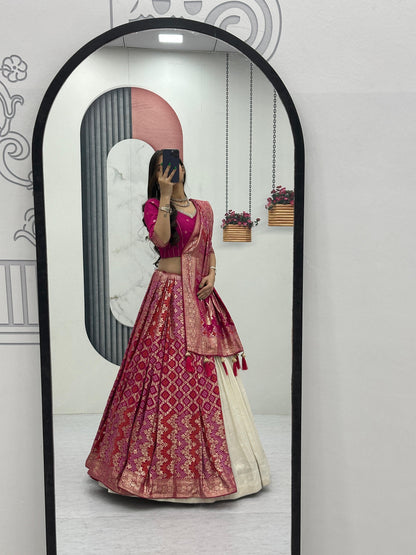 Trending  Concept lehenga with Banarasi saree