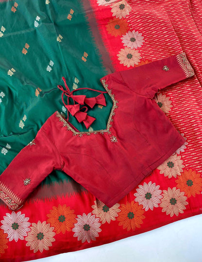 Soft silk luxe saree with stitched Blouses