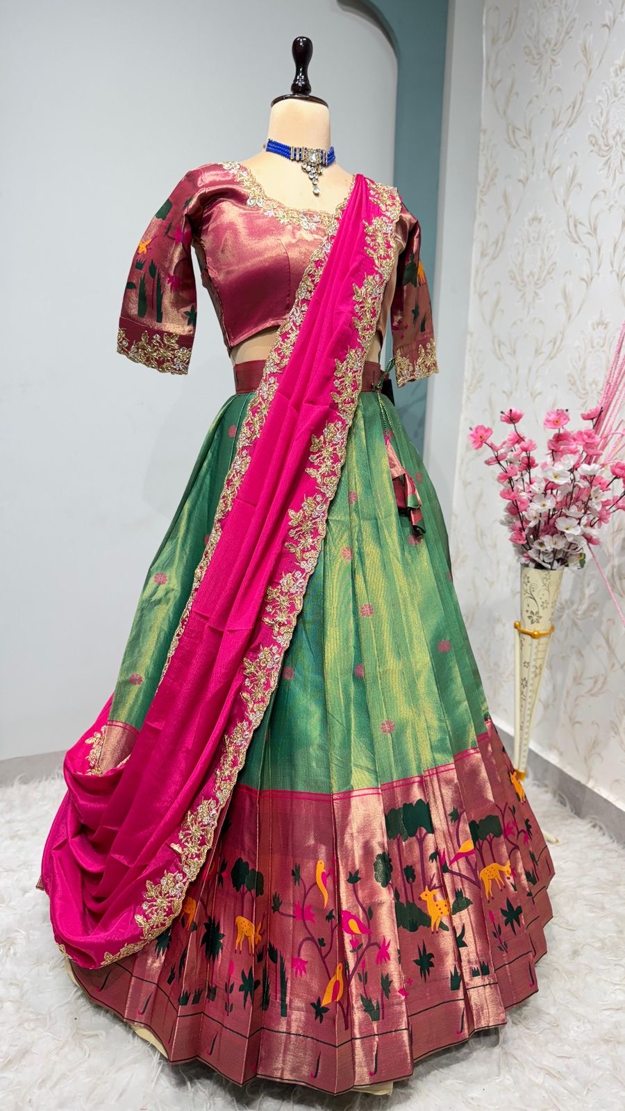Two tone Paithani lehenga