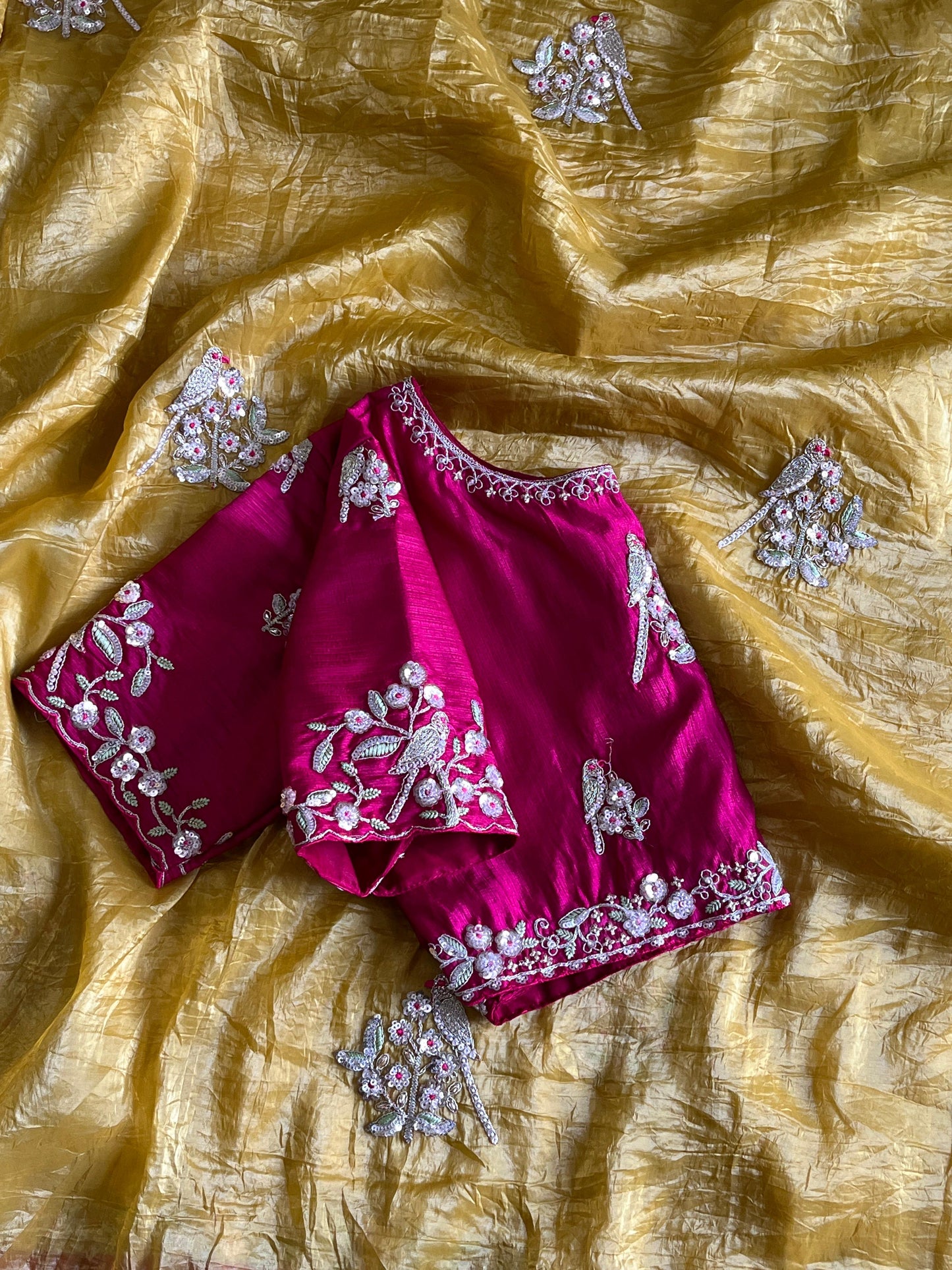 Saree With Stitched Organza Sarees