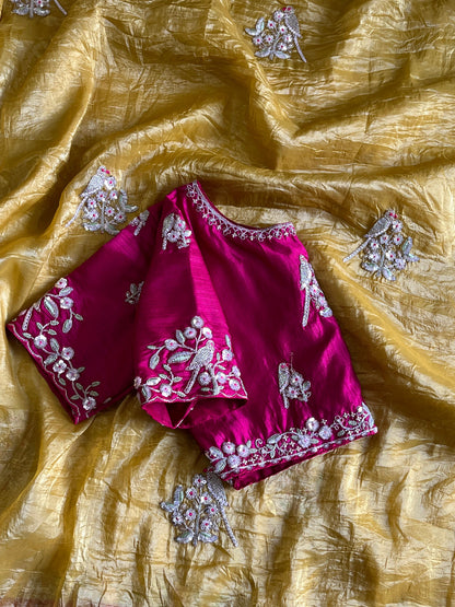 Saree With Stitched Organza Sarees
