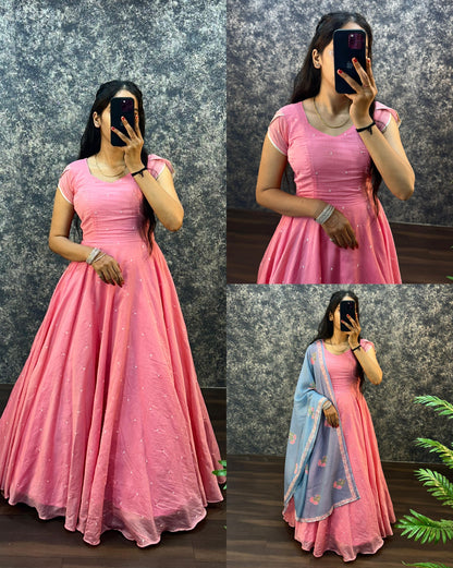 2 In One Long Frock With Dupatta